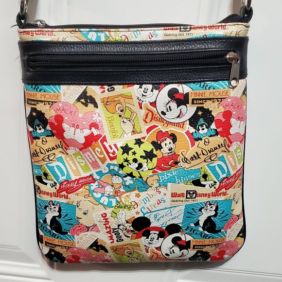 Disney Parks Mickey Mouse Crossbody Purse Classic Collage Pattern - Picture 1 of 16